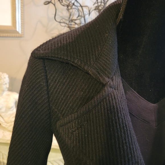 Bebe Knee Length Black Wool Pea Coat, in Size Extra Small.  H04 - Picture 5 of 16